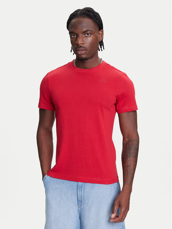 Kappa Kappa Marškinėliai Logo Korpo Cafers 304J150 Šviesiai raudona Slim Fit