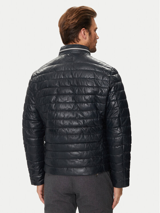 Milestone Milestone Μπουφάν δερμάτινο Cortino 431019 60515 Σκούρο μπλε Regular Fit