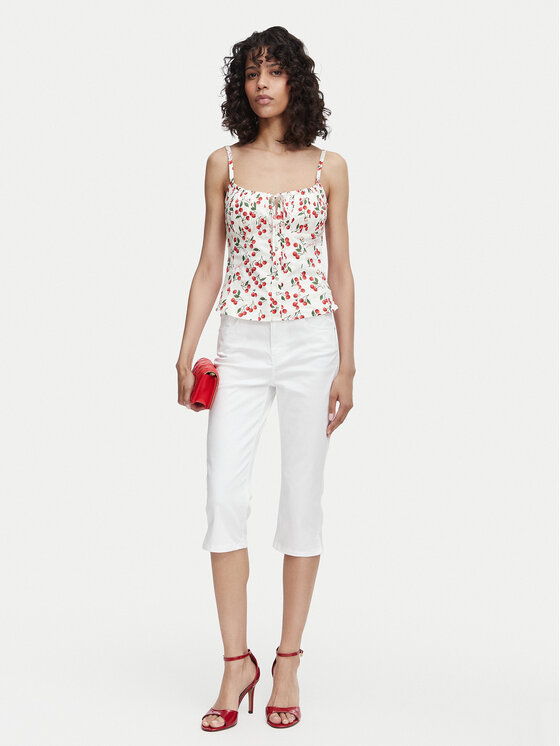 Guess Guess Capri hlače W6YB40 W5139 Bela Slim Fit