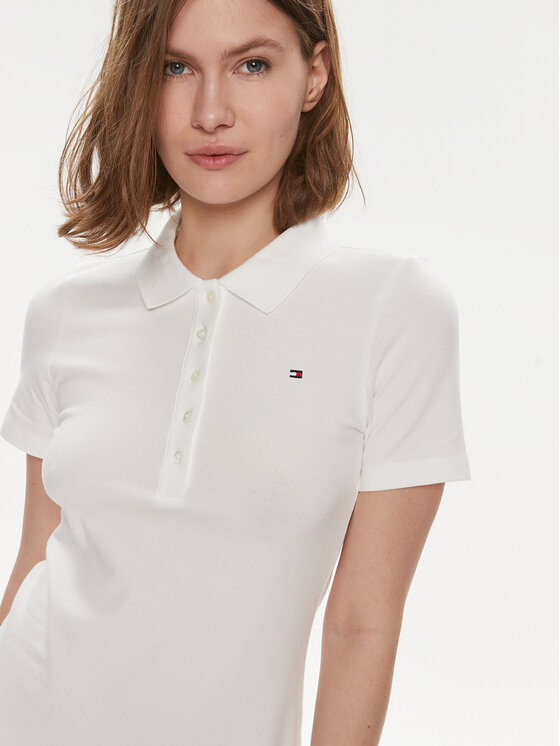 Tommy Hilfiger Tommy Hilfiger Sukienka codzienna 1985 WW0WW37853 Écru Slim Fit