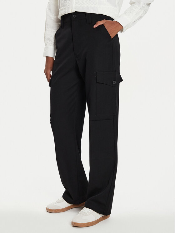 Desigual Desigual Παντελόνι υφασμάτινο Volga 24WWPW17 Μαύρο Straight Fit