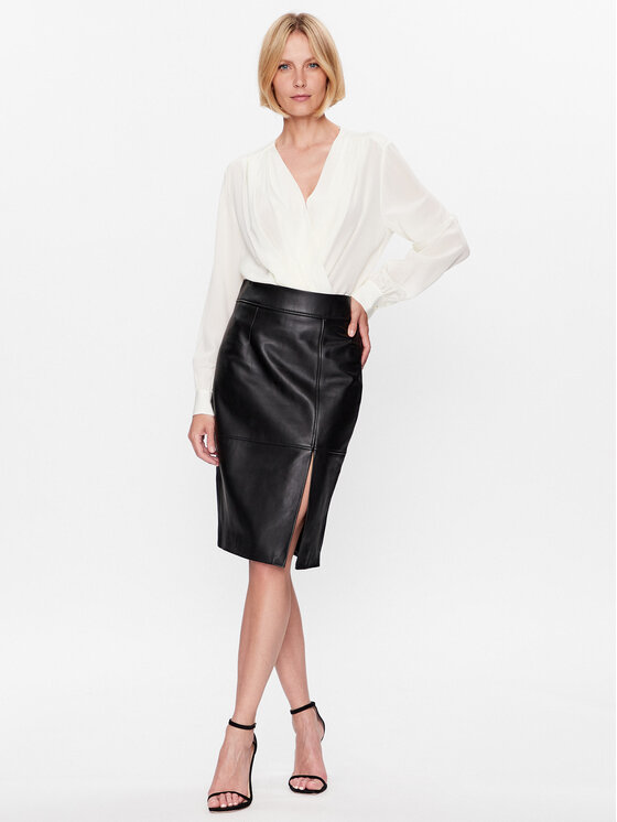 BOSS Boss Спідниця зі штучної шкіри 50489116 Чорний Slim Fit