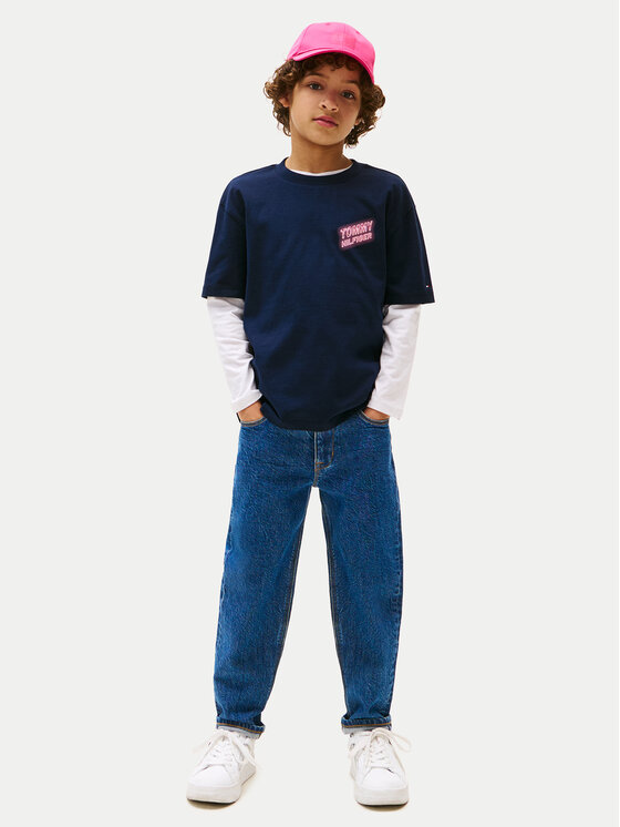 Tommy Hilfiger Tommy Hilfiger Тишърт Neon Graphic KB0KB09849 Тъмносин Regular Fit