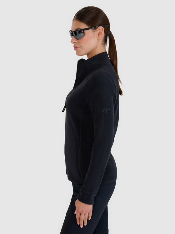 4F 4F Fleecová mikina 4FWSS25TFLEF305-20S Čierna Regular Fit