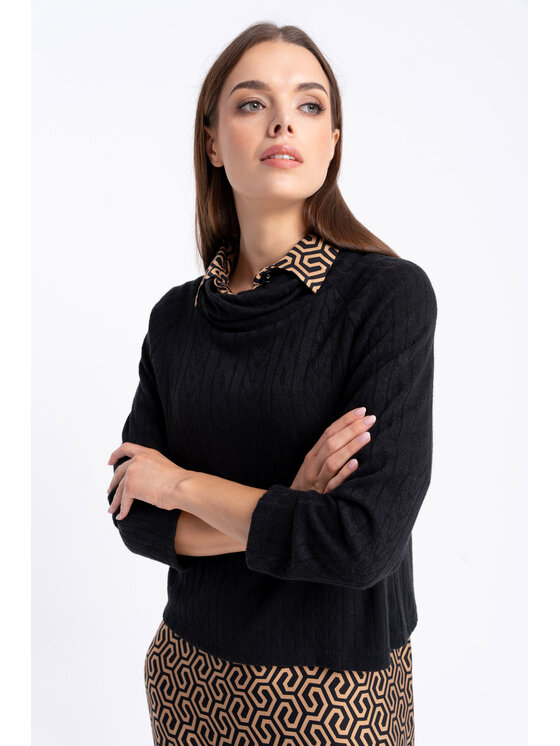 CLICK CLICK Rolák 10-6924 Čierna Loose Fit