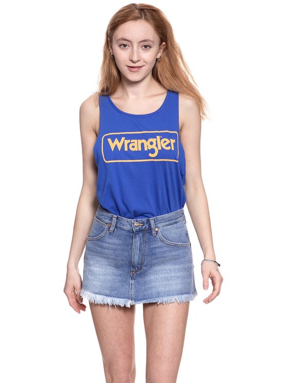 Wrangler Wrangler T-Shirt B&Y KABEL TANK Niebieski Regular Fit