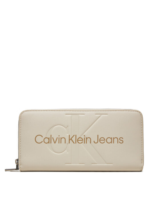 Portofel Mare de Damă Calvin Klein Jeans K60K607634 Écru