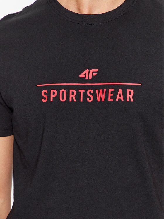 4F 4F T-shirt 4FAW23TTSHM0878 Crna Regular Fit