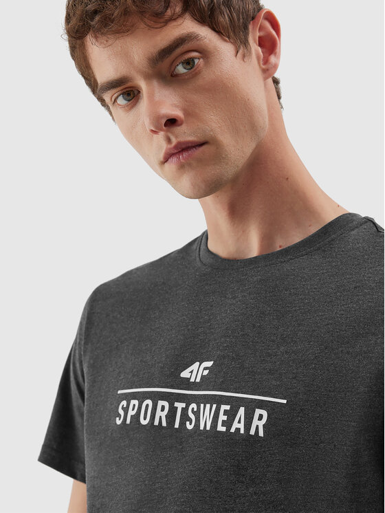 4F 4F T-Shirt 4FAW23TTSHM0878 Γκρι Regular Fit