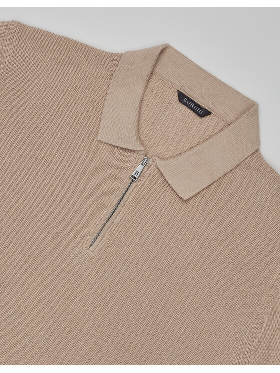 Borgio Borgio Polo crespino Beżowy Classic Fit