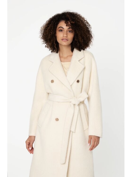 GIODORO GIODORO Μάλλινο παλτό S Λευκό Straight Fit