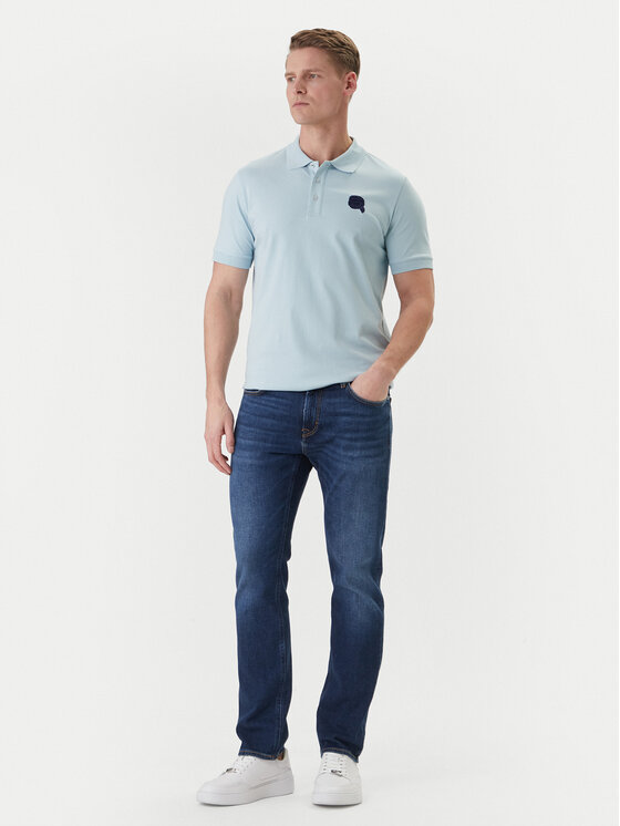 KARL LAGERFELD KARL LAGERFELD Тениска с яка и копчета 745015 562231 Светлосиньо Regular Fit