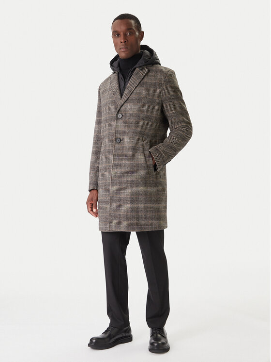 KARL LAGERFELD KARL LAGERFELD Vlněný kabát 455733 554755 Šedá Regular Fit