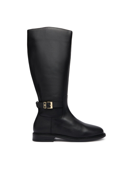 Tommy Hilfiger Tommy Hilfiger Kozaki Th Buckle Leather Knee Boot FW0FW09572 Czarny