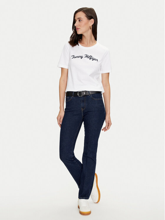 Tommy Hilfiger Tommy Hilfiger Marškinėliai Script WW0WW42589 Balta Regular Fit