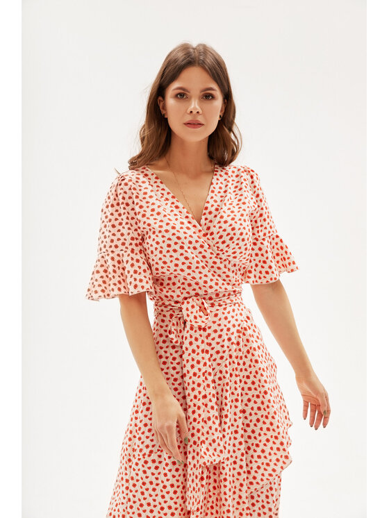 Mirons Mirons Sukienka koktajlowa Print Biały Feminine Fit