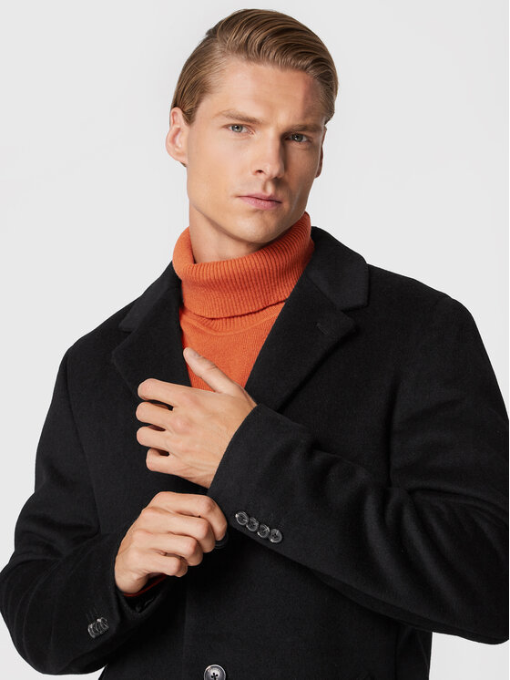 GINO ROSSI Gino Rossi Cappotto di lana Trentino GR22-PLM500 Nero Regular Fit