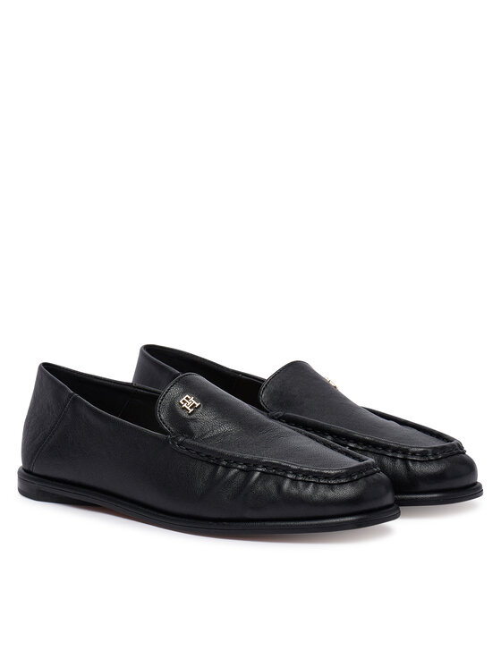 Tommy Hilfiger Tommy Hilfiger Lordsi Leather Ruched Toe Loafers FW0FW09250 Melns