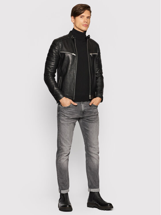 Giacca di pelle Warrior Nero Regular Fit