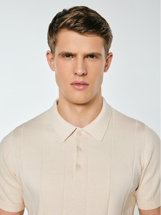 BIG STAR BIG STAR Sweter MATISON Kremowy Basic Fit