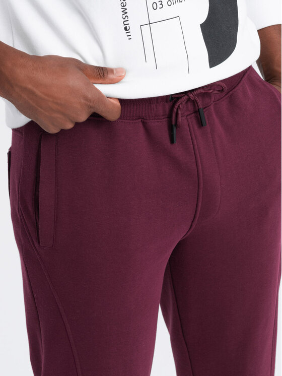 Ombre Ombre Joggers kalhoty OM-PABS-0174 Bordó Regular Fit