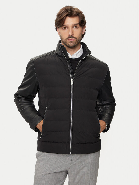 BOSS BOSS Kožená bunda C-Mersino 50518724 Čierna Regular Fit