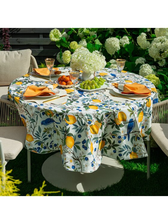 Roseberry Home Roseberry Home Obrus w cytryny Lemon Garden Niebieski