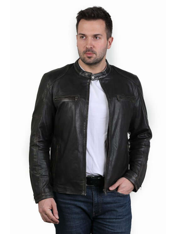 David Ryan David Ryan Kurtka skórzana DRIVER Czarny Regular Fit