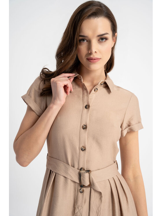 CLICK CLICK Sukienka letnia 60-6082 Beżowy Comfortable Fit