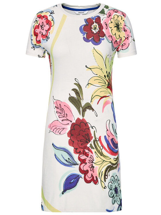 Desigual Desigual Sommerkleid Alifornia 21SWVK36 Weiß Slim Fit