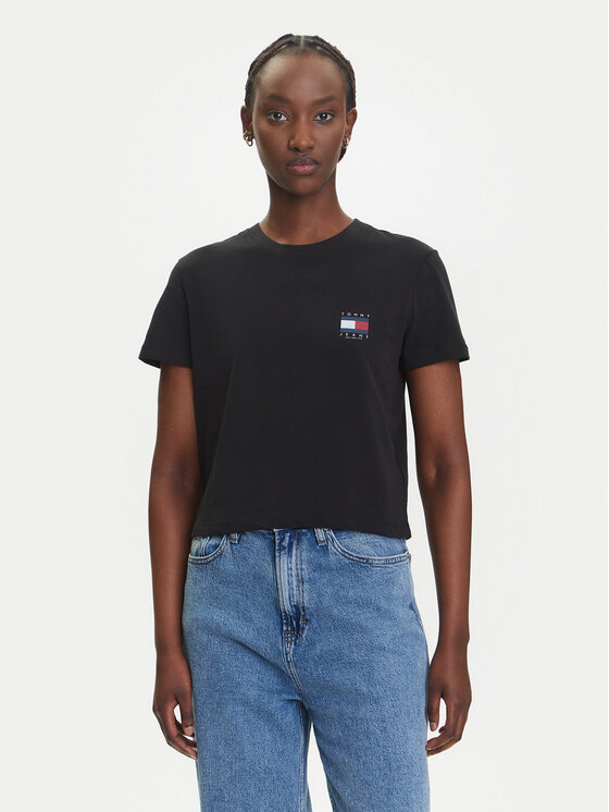 Tommy Jeans Tommy Jeans T-Shirt Flag DW0DW21423 Schwarz Regular Fit