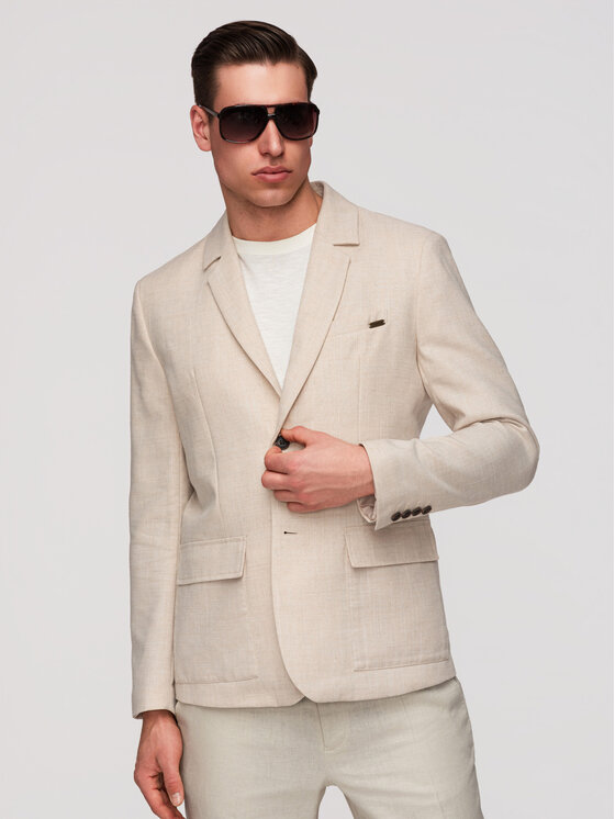 Ombre Ombre Marynarka M169 Beżowy Regular Fit