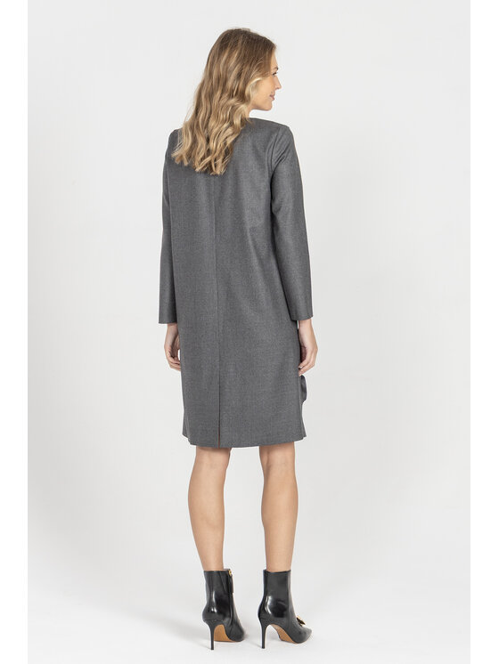 Deni Cler Milano Deni Cler Milano Sukienka elegancka W-DC-3401-E5-I6-88-1 Szary Regular Fit
