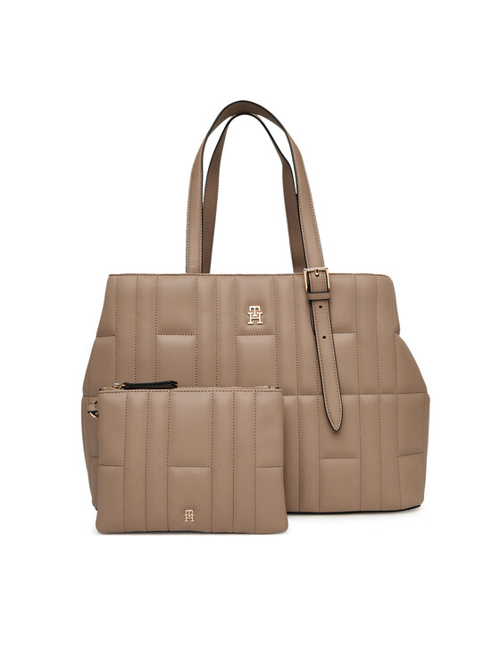 Geantă Tommy Hilfiger Th Feminine Tote AW0AW17452 Bej