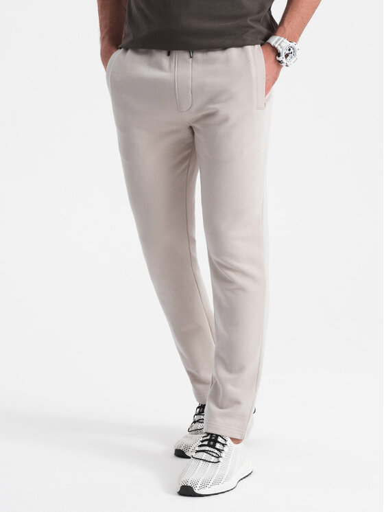 Ombre Ombre Spodnie dresowe OM-PABS-0206 Beżowy Regular Fit