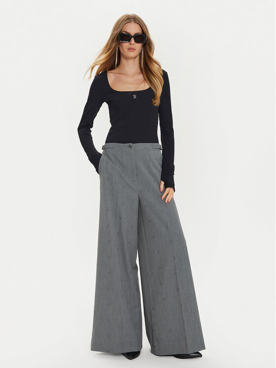 TWINSET TWINSET Панталони тип палацо 242AM2043 Сив Wide Leg