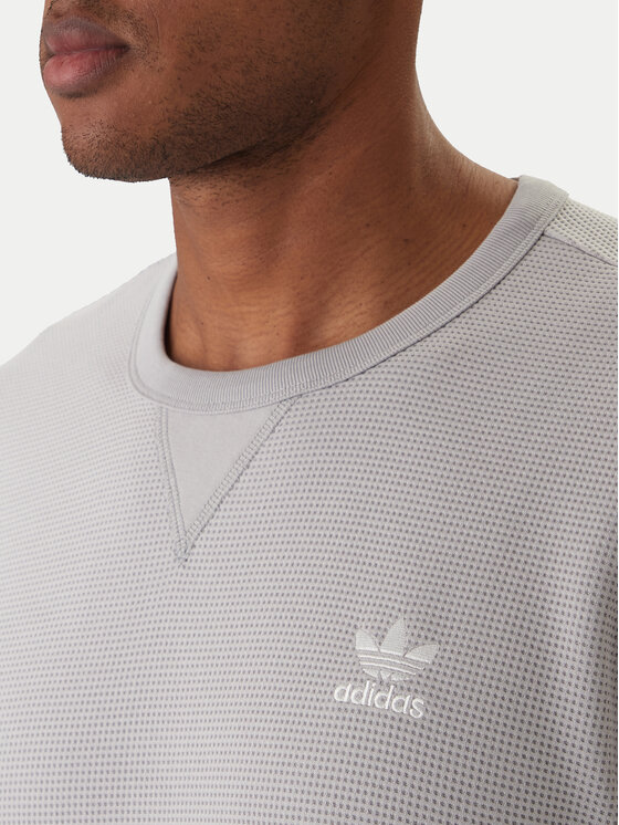 adidas adidas T-Shirt Trefoil Essentials Waffle KE1203 Szary Regular Fit
