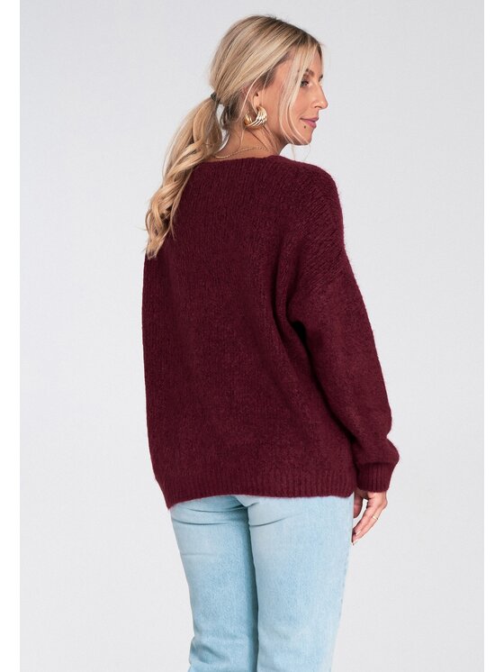 FIGL FIGL Sveter M1236 Bordová Regular Fit