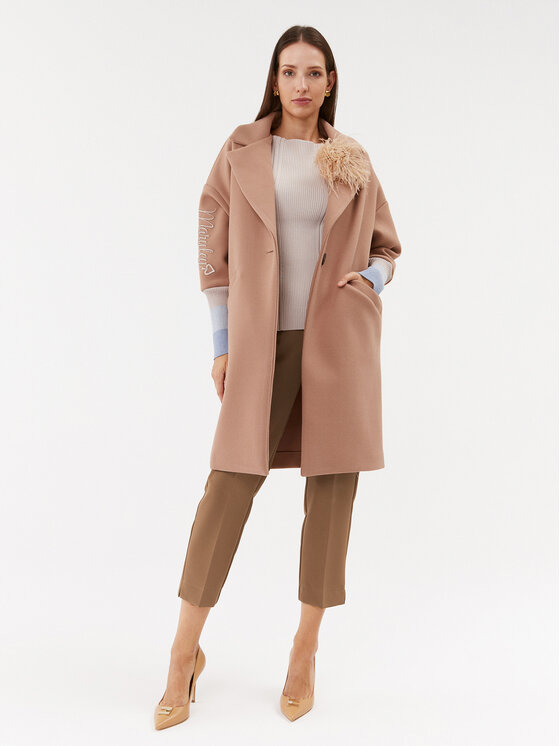 Maryley Maryley Hlače iz tkanine 23IB616/41AL Rjava Regular Fit