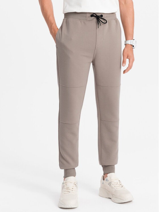 Ombre Ombre Spodnie dresowe OM-PASK-0129 Szary Regular Fit