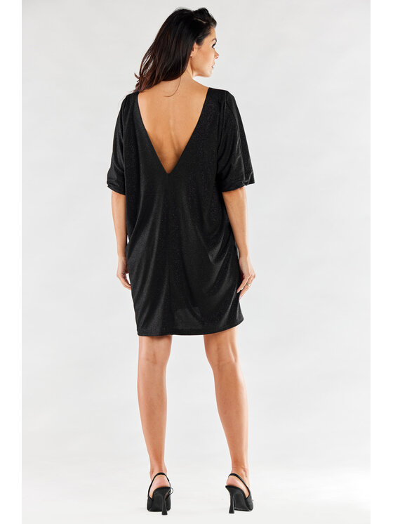 Awama Awama Večerní šaty A557 Černá Basic Fit
