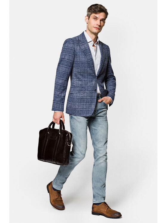 Lancerto Lancerto Marynarka Biella Niebieski Slim Fit