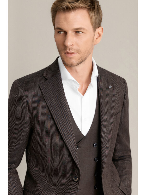 Lancerto Lancerto Marynarka Orivieto MA073226000005 Brązowy Regular Fit