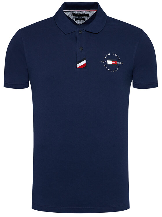 Tommy Hilfiger Tommy Hilfiger Polo majica Placket MW0MW17788 Mornarsko modra Slim Fit