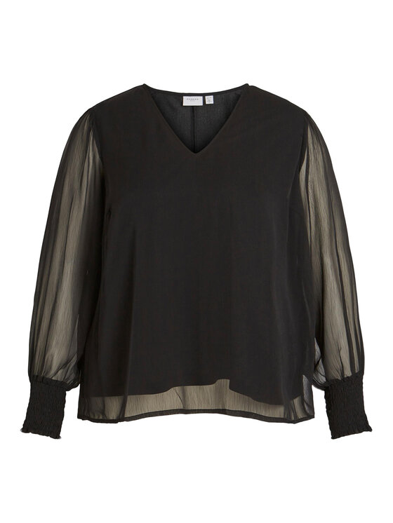 Vila Damen Bluse VINOVA – Kurzärmlig, Mit Binde-Kragen, Aus Recyceltem Polyester (Regular Fit)