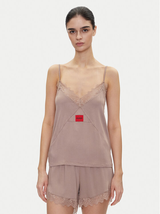 HUGO HUGO Cămașă pijama Red Label Lace_Cami 50531653 Maro Regular Fit