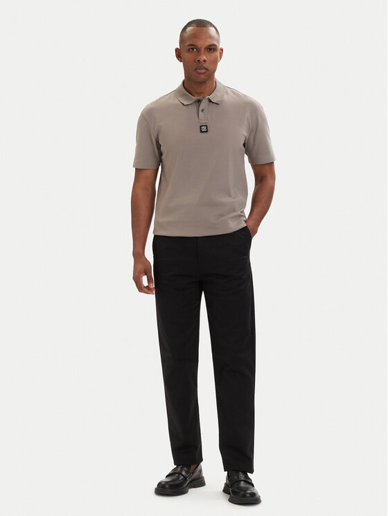 HUGO HUGO Тениска с яка и копчета Deabono_D 50517638 Светлокафяв Regular Fit