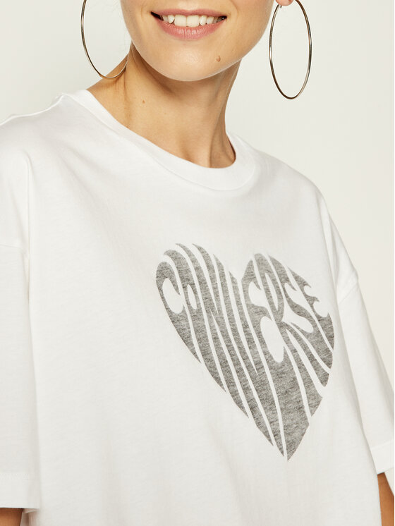 Converse Converse T-shirt Heart Reverse Print Tee 10018940 Bianco Relaxed Fit