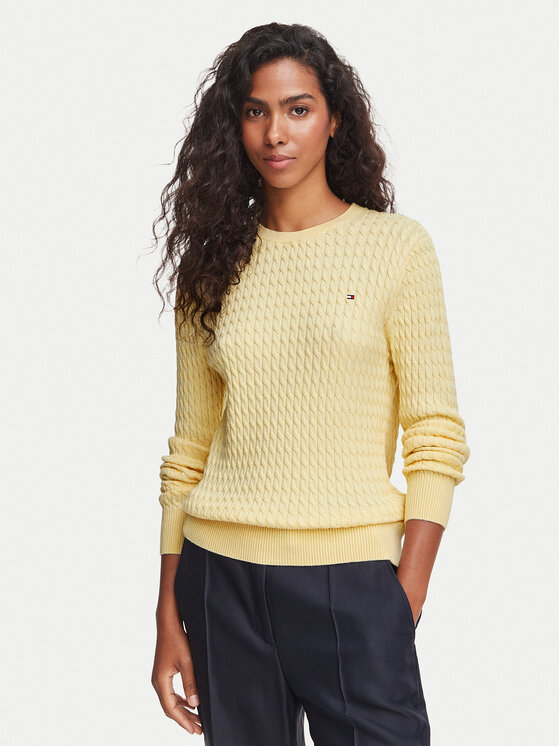 Tommy Hilfiger Пуловер WW0WW44993 Светложълт Regular Fit