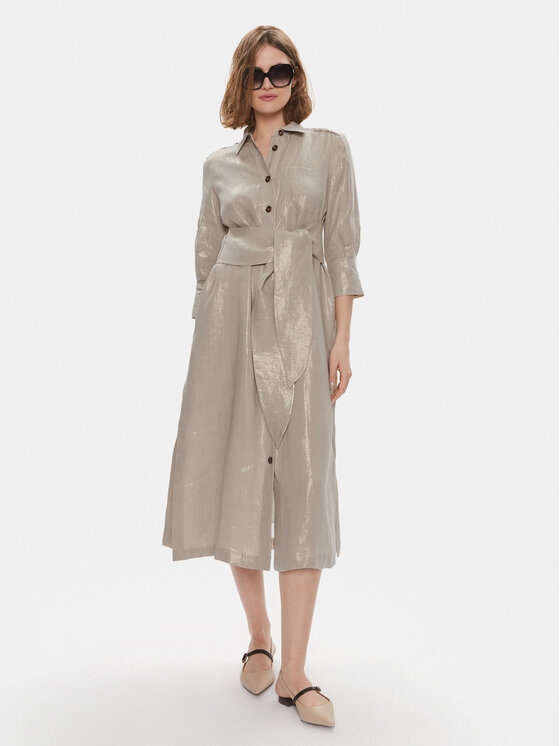 Marella Marella Sukienka koszulowa Balia 2413221114 Beżowy Regular Fit